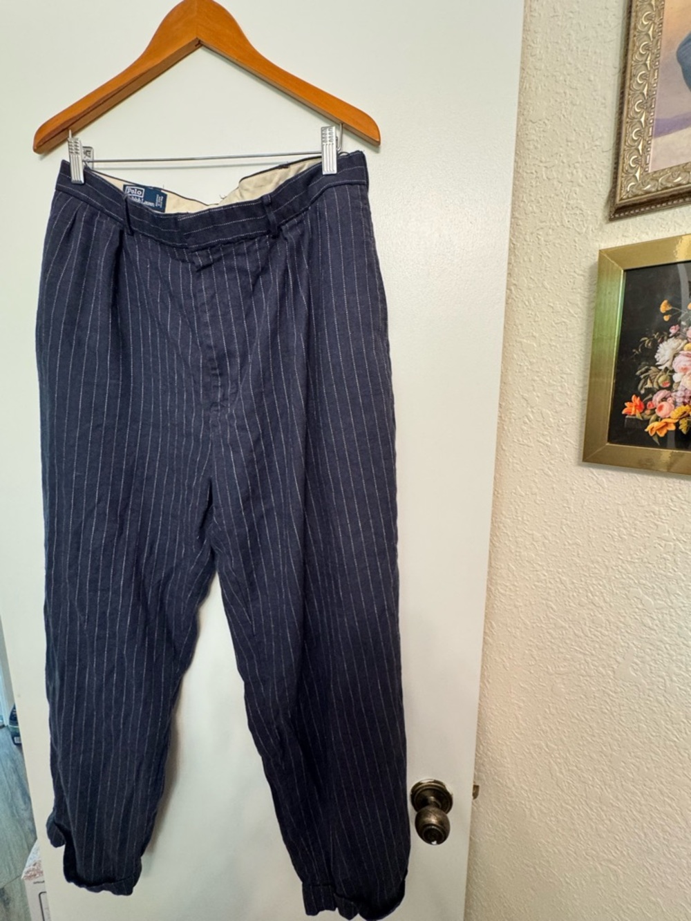 Polo Ralph Lauren Navy Pinstripe Pants - Classic Tailored Style 36x30